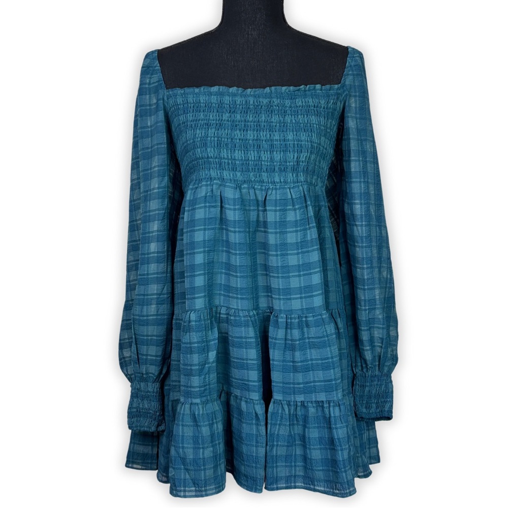 Urban Outfitters River Smocked Long Sleeve Mini Dress Size Large‎
